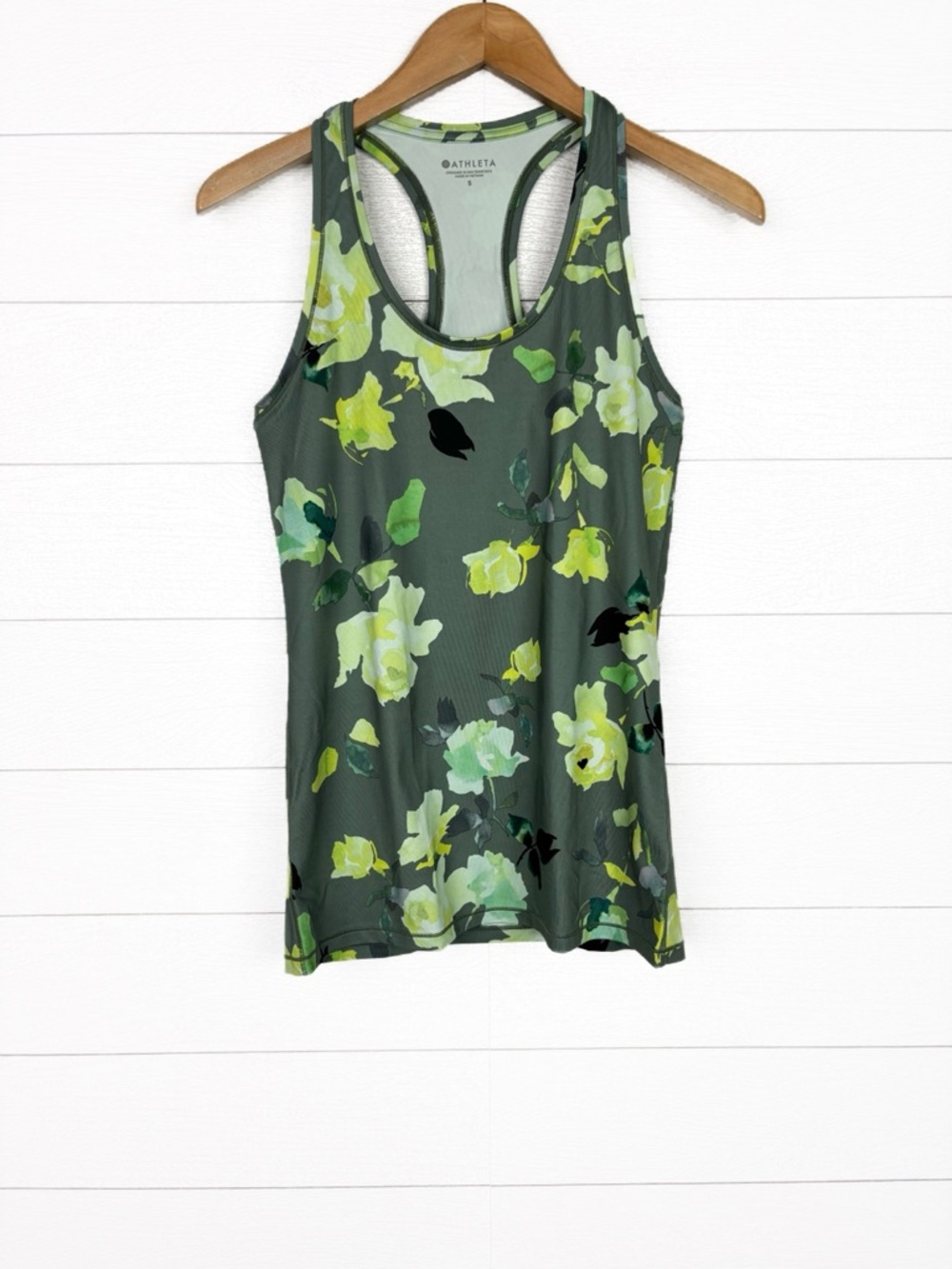 Athleta Green Floral Racerback Tank Workout Run Active Small